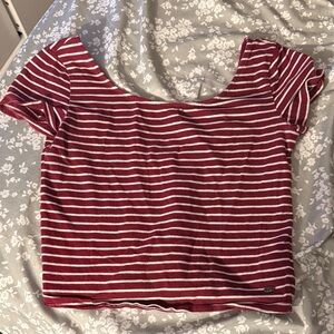 American Eagle Outfitters Burgundy and White Striped Crop Top